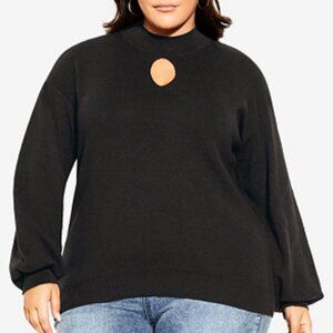 🖤 Preloved City Chic Black Keyhole Sweater- Size XXS (US 14) 🖤